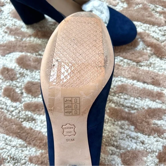 Tory Burch Dark Blue Suede Heels - Picture 6 of 9